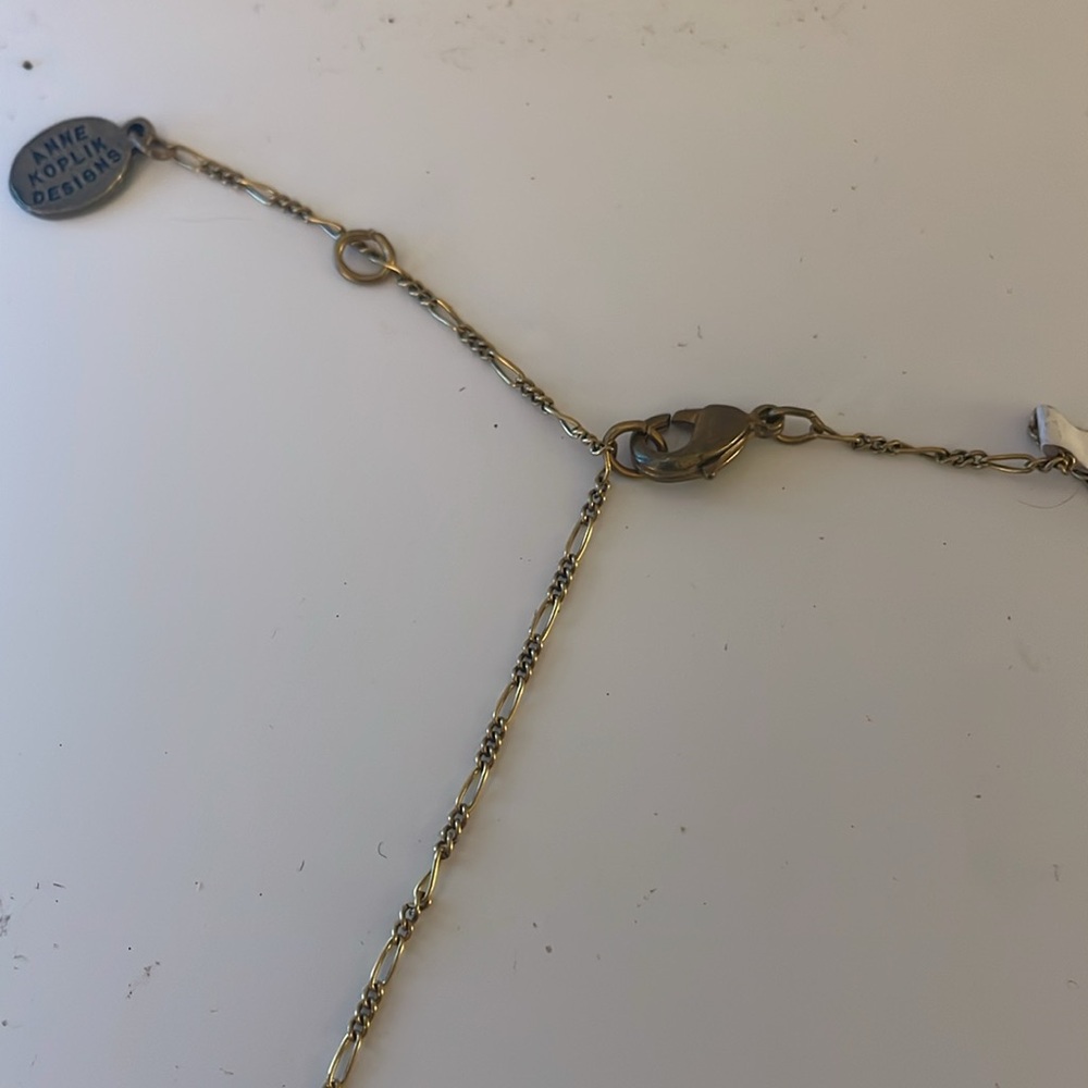 Ann Koplik Blue and Gold Floral Pendant Necklace - Picture 2 of 8